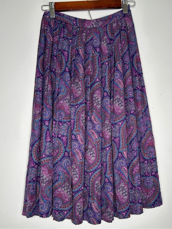 Pendleton Dresses & Skirts - Vintage Pendleton Purple Blue Paisley Pleated Midi Skirt Size 6 Petite 26" Waist